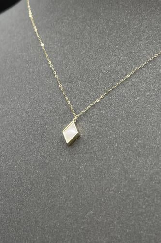 عقد معين ذهب مع صدف ابيض