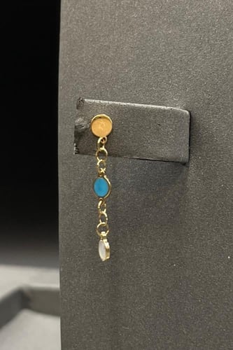 طقم ذهب دوائر مع صدف فيروزي