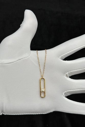 سلسال ذهب عيار ٢١ مستطيل مع لؤلؤ وزن من 2.40 الى 2...