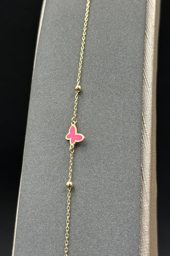 اسوارة اطفال فراشة ذهب صافي ملون عيار 18 وزن 1.2 ج...