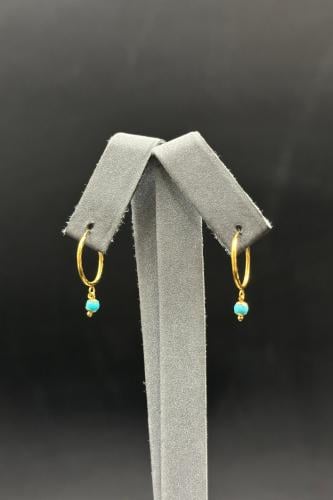 حلق ذهب مع صدف فيروزي عيار 21 وزن من 0.5 الى 0.6 ج...