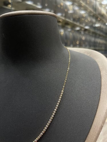 عقد تنس ذهب اصفر سلسال نص فصوص