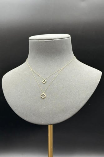 عقد دورين وردة مفرغ ذهب تصميم الماس عيار 18 وزن من...