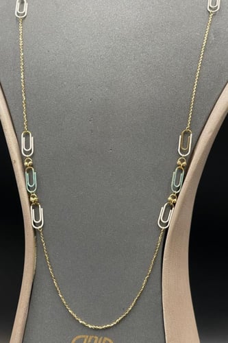 شال ذهب عيار 18 بتصميم ملون ومستطيلات وزن 8.3 جرام