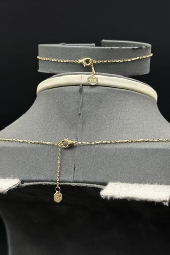 طقم خلية ذهب تصميم الماس عيار 18 وزن 12.5 جرام