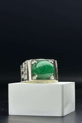 خاتم فضة رجالي عيار 925 مرصع الماس بحجر كوارتز بوز...