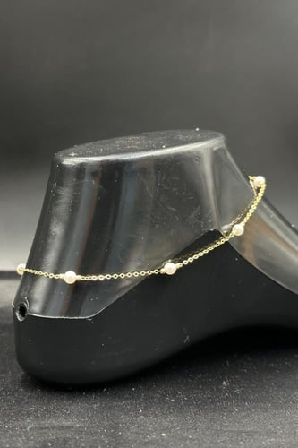 خلخال ذهب عيار 18 بتصميم لؤلؤ وزن 1.4 جرام