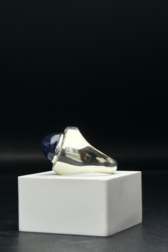 خاتم فضة رجالي عيار 925 مرصع الماس بحجر زفير بوزن...