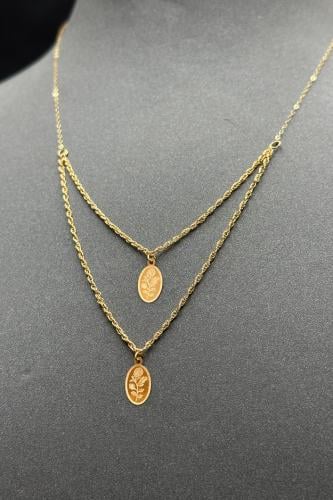 عقد دورين مجدول مع وردة ذهب صافي عيار 21 وزن من 0....