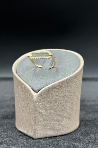 خاتم ذهب عيار 18 مستطيل بتصميم الماس وزن من 1.4 ال...