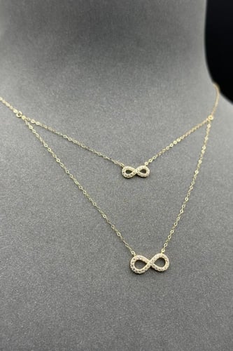 عقد ذهب عيار 18 انفنتي دورين تصميم الماس وزن من 0....