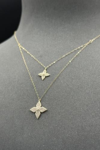 سلسال ذهب عيار 18 دورين زهرة تصميم الماس وزن من 1...