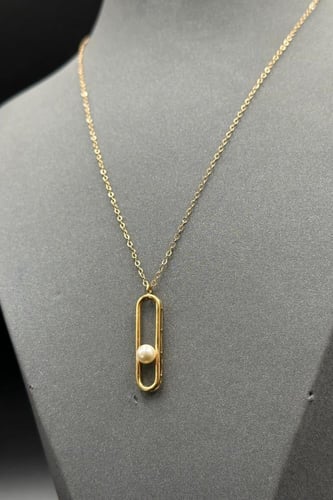 سلسال ذهب عيار ٢١ مستطيل مع لؤلؤ وزن من 2.40 الى 2...