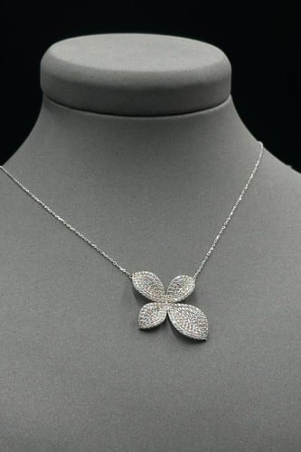 عقد ذهب بتصميم وردة الماسي فخم- بحجم كبير - ذهب عي...