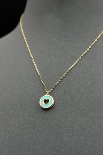 عقد اطفال قلب مع فص ذهب تصميم الماس عيار 18 وزن من...