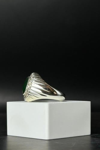 خاتم فضة رجالي 925 مع الماس حجر كوارتز بوزن 8.26 ج...