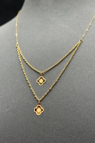 عقد دورين مجدول مع وردة ذهب صافي عيار 21 وزن من 0....