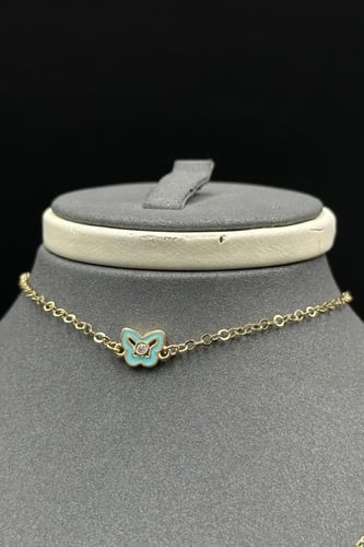 طقم اطفال فراشة ذهب تصميم الماس عيار 18 وزن 5.1 جر...