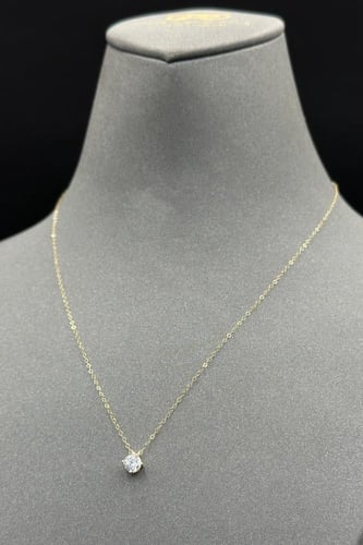 سلسال ذهب ناعم عيار 18 فص دائري تصميم الماس وزن من...