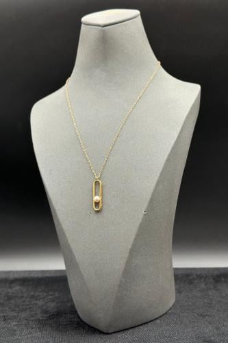 سلسال ذهب عيار ٢١ مستطيل مع لؤلؤ وزن من 2.40 الى 2...