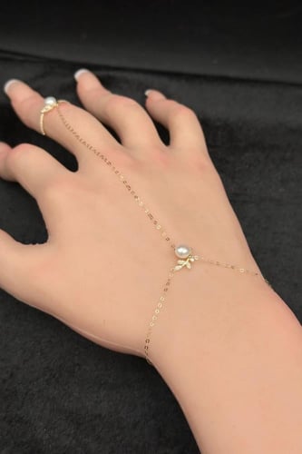 كف ذهب عيار 18 بتصميم لؤلؤ وزن من 1.6 الى 1.7 جرام