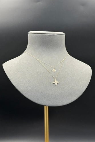 سلسال ذهب عيار 18 دورين زهرة تصميم الماس وزن من 1...