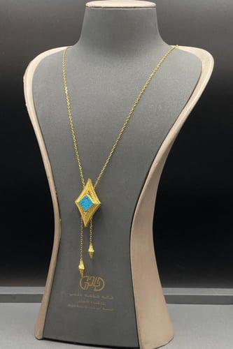 شال ذهب عيار ٢١ لون فيروزي وزن 15.7 جرام