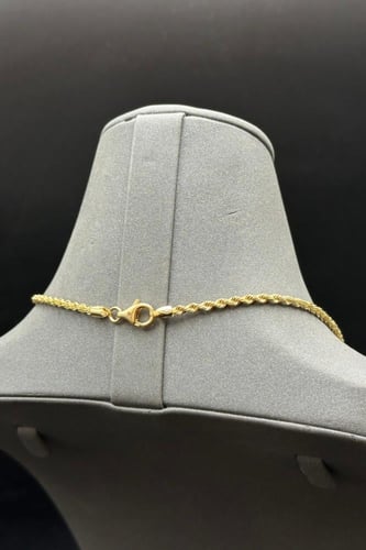 عقد مجدول ذهب عيار 18 بتصميم مكرونة وزن 6.4 جرام