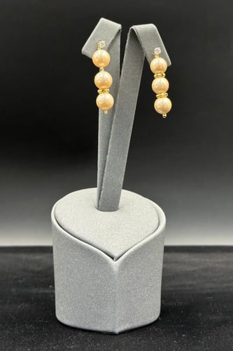 حلق لؤلؤ مع ذهب حلقات عيار 18 وزن 1.8 جرام