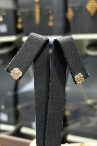 حلق ذهب ورده تصميم الماس