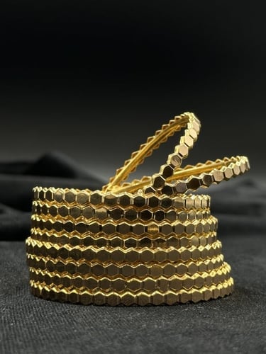 بناجر ذهب صافي عيار 21 - موديل خلية النحل (سيدات و...