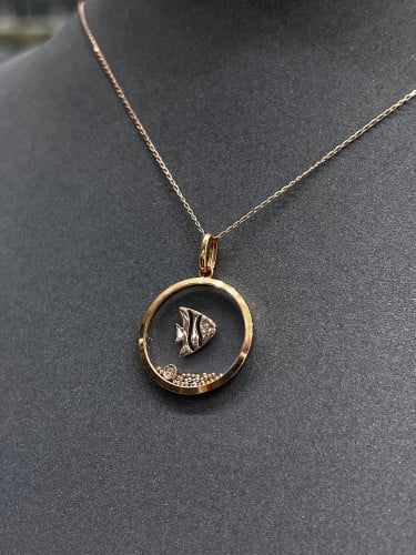 تعليقة ألماس فاخرة مع ذهب موديل روز جولد