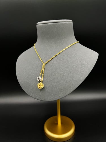 سلسال ذهب ناعم عيار 18 لونين مكرونة نازل وزن 5.5 ج...