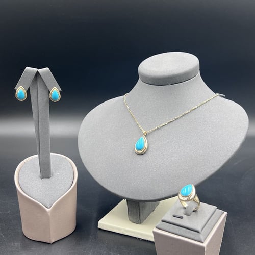 طقم ذهب ايطالي عيار 18 لون فيروزي مضيئ بالظلام