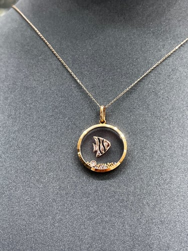 تعليقة ألماس فاخرة مع ذهب موديل روز جولد