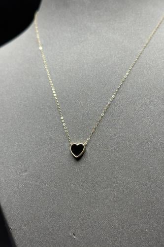 سلسال ذهب قلب عيار 18 مع صدف اسود وزن 0.5 جرام