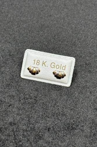 حلق طبي ذهب للاطفال عيار 18 بتصميم لونين وزن 0.3 ج...