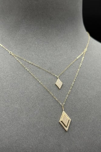 سلسلة ذهب عيار 18 دورين معين تصميم الماس وزن 1.1 ج...