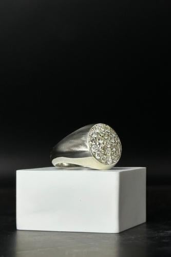 خاتم فضة رجالي عيار 925 مرصع الماس بوزن 8.96 جرام