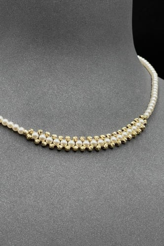 سلسال ذهب ناعم عيار 18 مع لؤلؤ وزن 2 جرام