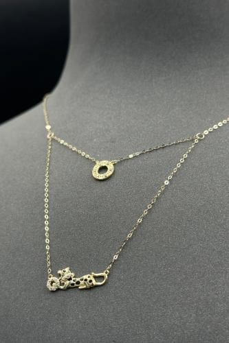 عقد تايجر دورين ذهب عيار 18 تصميم الماس وزن من 1.4...