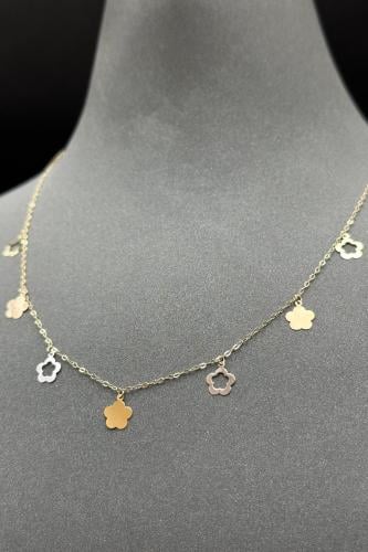 سلسال تشوكر ذهب عيار 18 بتصميم وردة وزن من 1.2 الى...