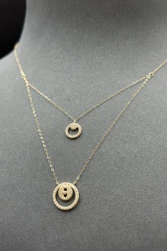 سلسال ذهب عيار 18 دورين دائري مفرغ تصميم الماس وزن...