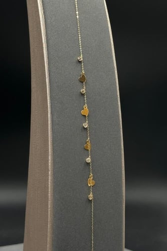 اسوارة اطفال شكل قلوب ذهب تصميم الماس