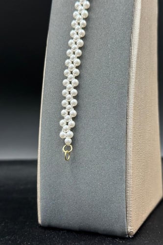 اسوارة لؤلؤ كور عريضة مع ذهب عيار18 وزن 0.7جرام