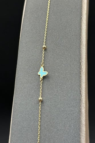 اسوارة اطفال فراشة ذهب صافي ملون عيار 18 وزن 1.2 ج...