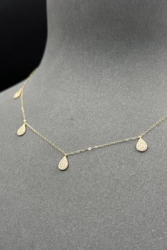 شوكر دمعات ذهب تصميم الماس عيار 18 وزن 0.9 جرام