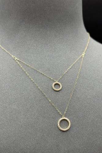 سلسلة ذهب عيار 18 دورين دائري بتصميم الماس وزن 0.8...