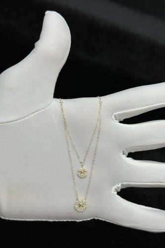 سلسال ذهب ناعم عيار 18 دورين تصميم الماس وزن 1 جرا...