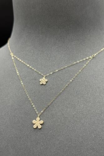 سلسال ذهب ناعم عيار 18 دورين زهرة تصميم الماس وزن...